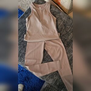 Taupe Sleeveless Top and Leggings Set